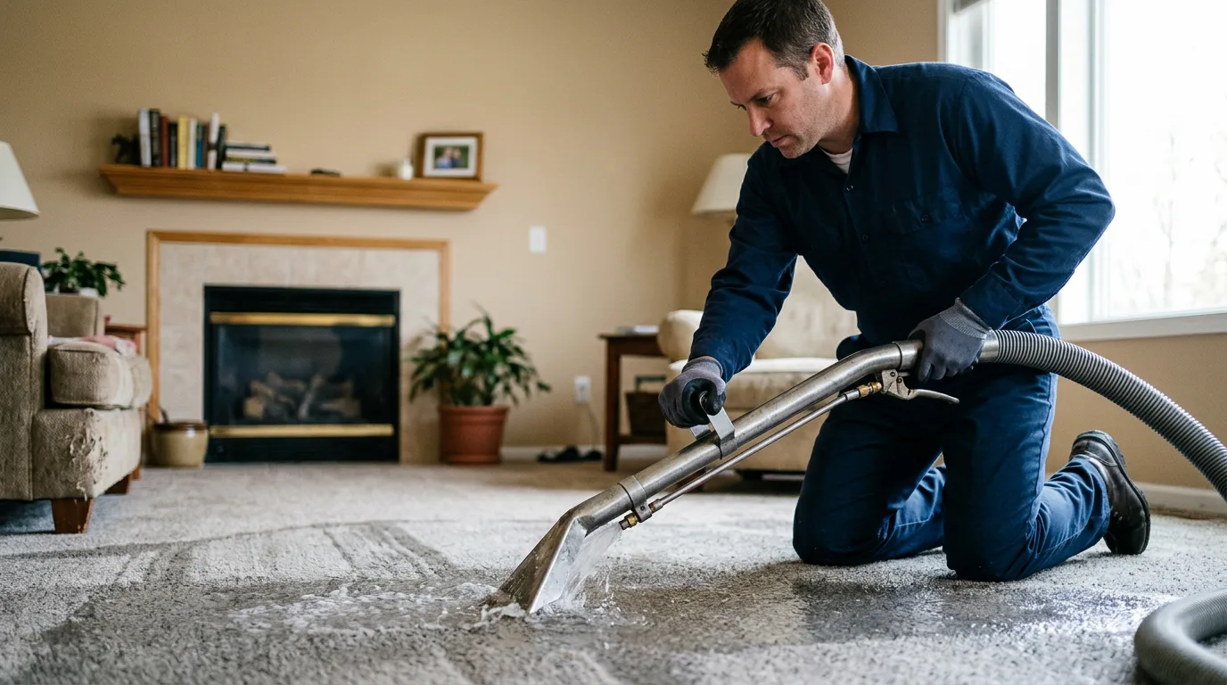 Water damage restoration technician working near Gas City, IN